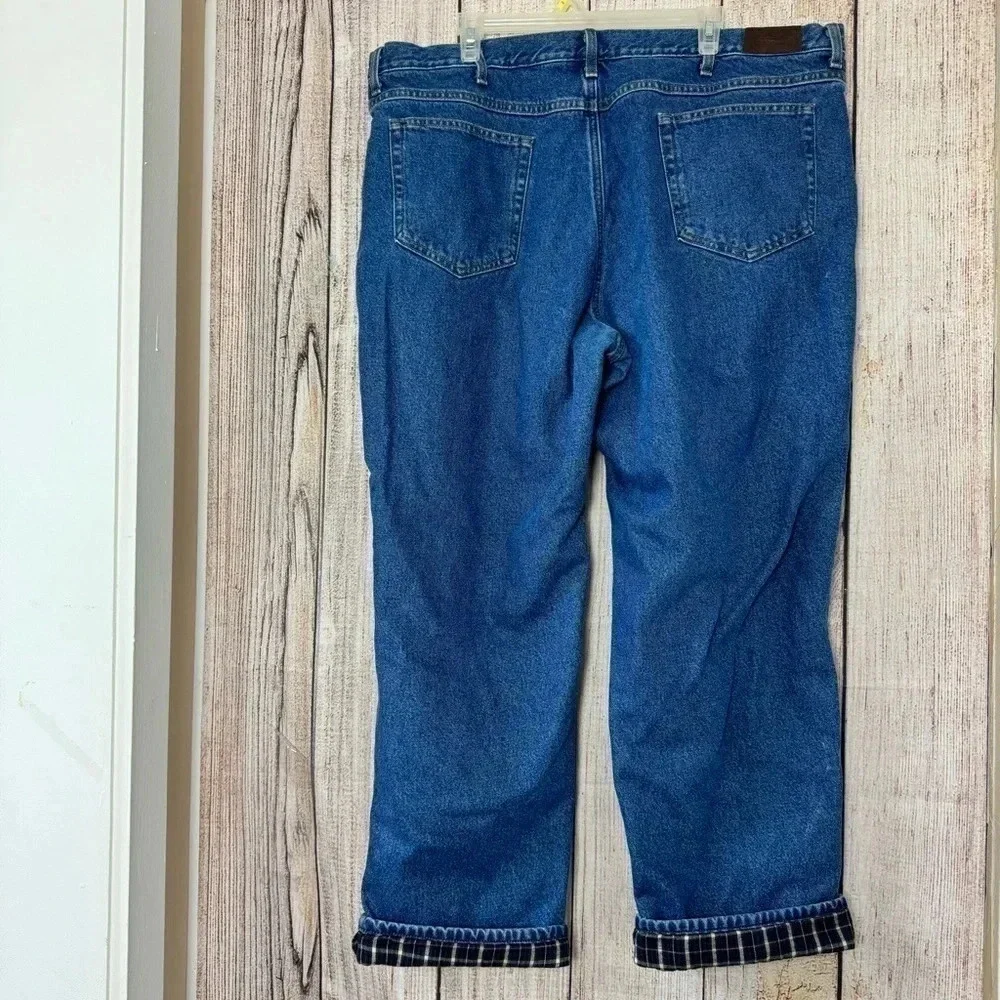 L.L Bean mens plaid lined jeans size 44x32